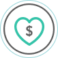 A graphic of a heart with a dollar sign in it.