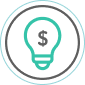 A graphic of a lightbulb with a dollar sign in it.